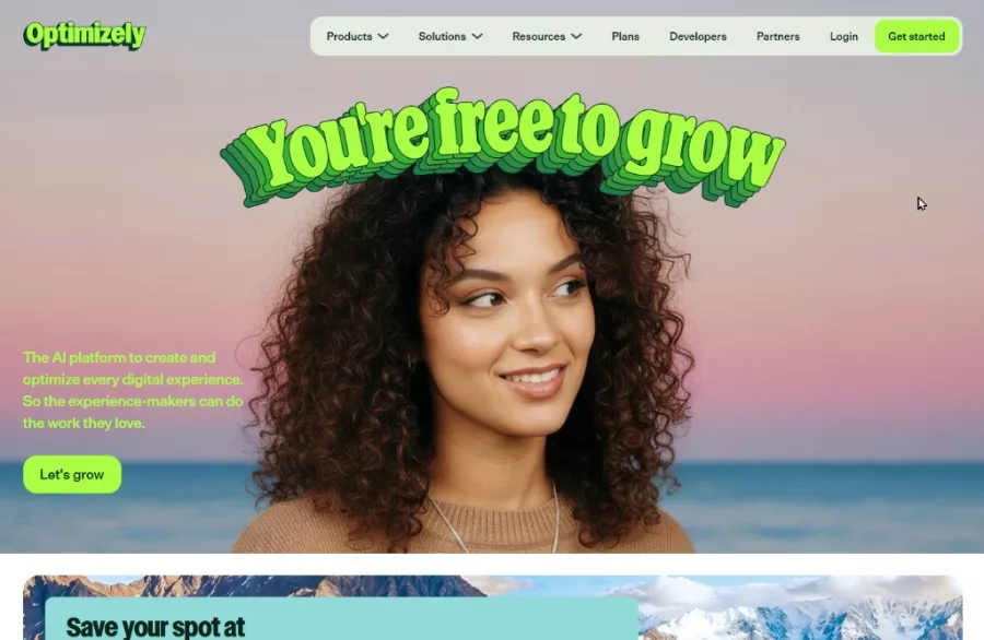 Optimizely homepage screenshot